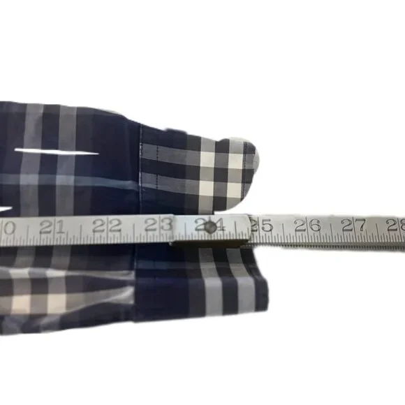 BURBERRY Shirt (M, Navy/Checkered, Cotton) - Picture 4 of 6